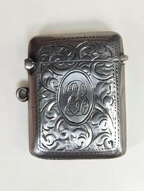 Antique Sterling Silver EB Initials Lighter Box